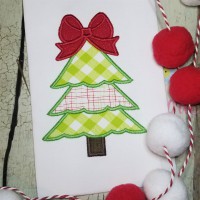 Christmas Tree with Bow Machine Applique Design